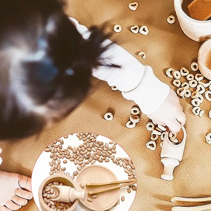 Yowlieu 10 Pcs Wooden Sensory Bin Tools for Toddlers & Preschool Children, Montessori Sensory Wooden Toys Fine Motor Learning Pretend Play Sensory Tools for Kids - Image 7
