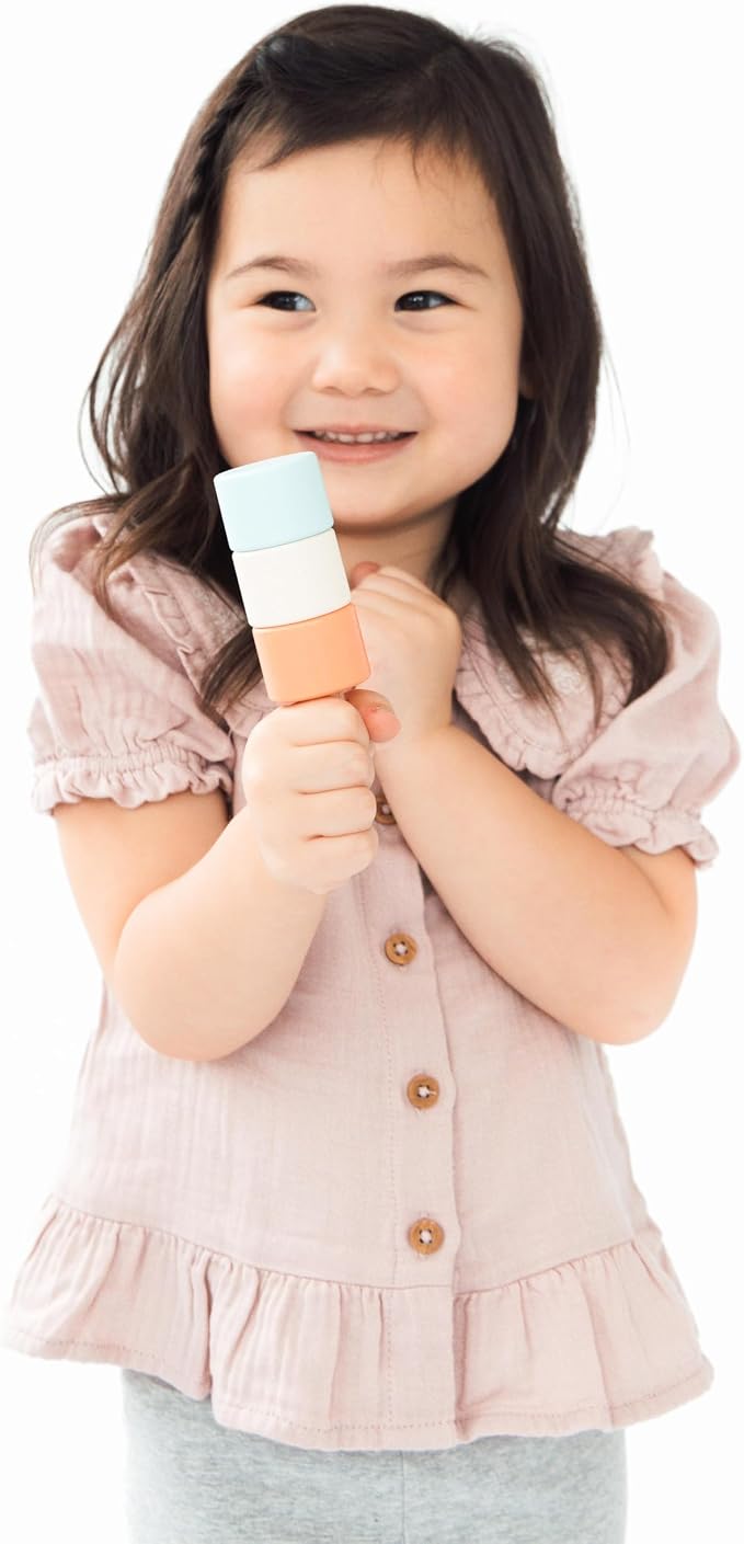 Pearhead Wooden Ice Cream Stacking Toy, Pretend Play Food Set - Image 9