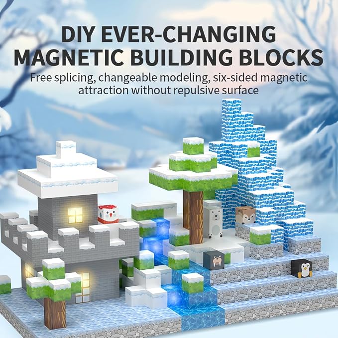 138 Pcs Magnetic Building Blocks, Enhance STEM Learning, Creative Play & Logical Thinking, Durable & Vibrant Color with Light Up Blocks, Ideal for Classroom & Screen-Free Entertainment (Glacier) - Image 3