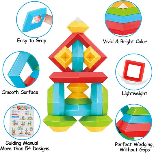 Tsomtto Montessori Toys for 1 2 3 4 5 6 Year Old Boy Girl Toddlers Preschool Learning Activities 30 Pcs Stacking Building Blocks STEM Stackable Educational Sensory for Kids Age 1-3 3-5