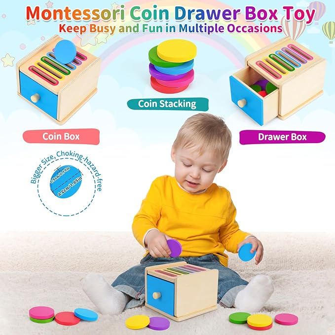 FCSONU Toddlers Montessori Coin Box Toys for 1 2 3 Year Old Boys Girls Baby - Image 2