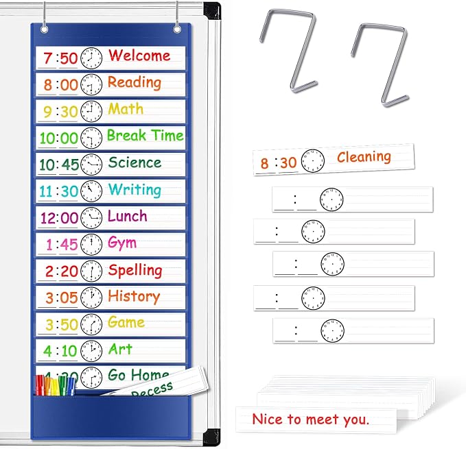 Daily Schedule Pocket Chart, Visual Schedule for Kids, Blue - Image 6