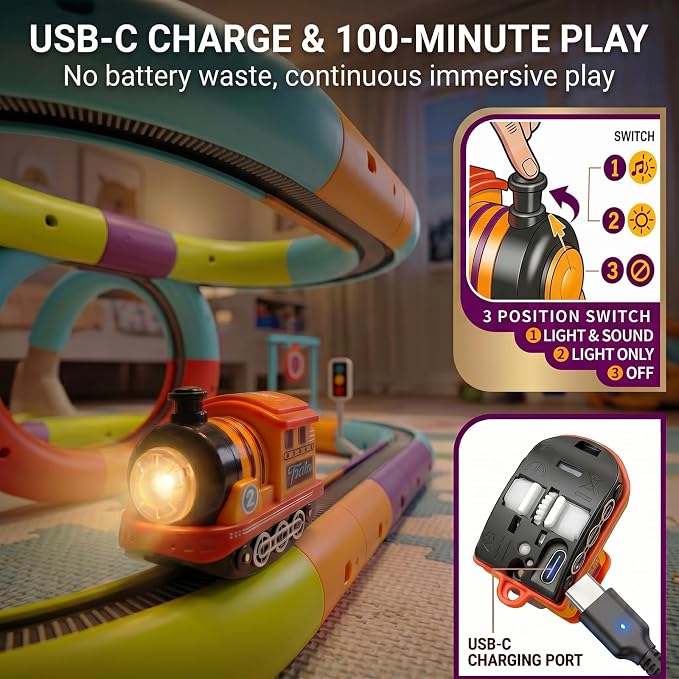 2026 New Magic 3D Electric Train Set for Kids Ages 3-8, 72 PCS - Image 6