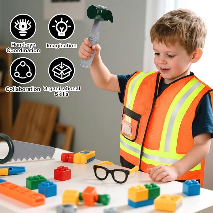 Liberry Kids Tool Set Pretend Toy for 3 4 5 Years Old with Costume - Image 4