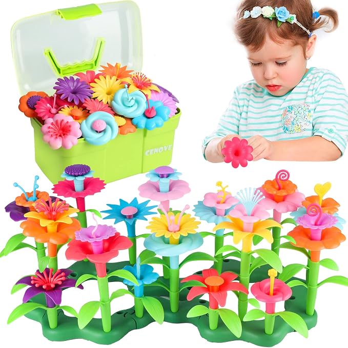 CENOVE Birthday Toys Gifts for 3 4 5 6 Years Old Boys Girls,Upgrade DIY Flower Garden Building Toy,STEM Educational Kids Toys Preschool Kindergarten Arts and Crafts Toy by CENOVETOYS