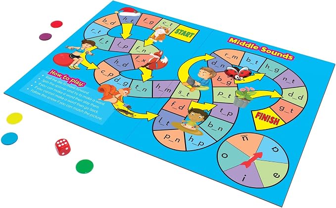 Junior Learning Phonics Board Games Set, 6 Counters, Ages 4-5, Language Skills, Pre K-K, Medium - Image 6