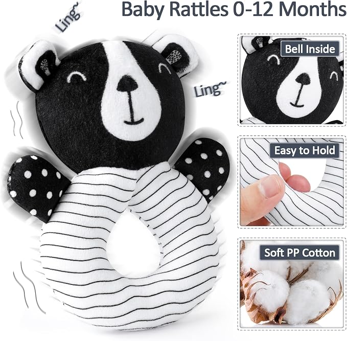 Joyreal High Contrast Baby Toys for Newborn, Black and White Baby Sensory Toys with Car Seat Toys,Infant Toys with Black White Cards Book, Montessori Toys for Baby Gifts - Image 5
