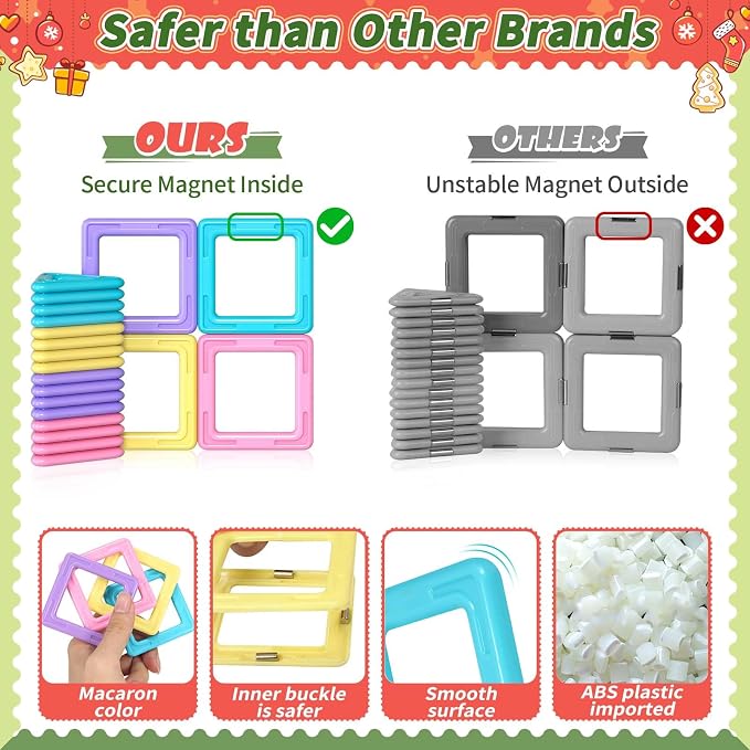 Rurvale Toddler Girl Toys, Magnetic Tiles 44pcs, Birthday Gifts Ideas for Girls Toys Age 3 4 5, Magnetic Blocks, Magnet STEM Montessori Toddler Kids Christmas Toy Gifts for 3 4 5 6 7 Year Old Girls - Image 3