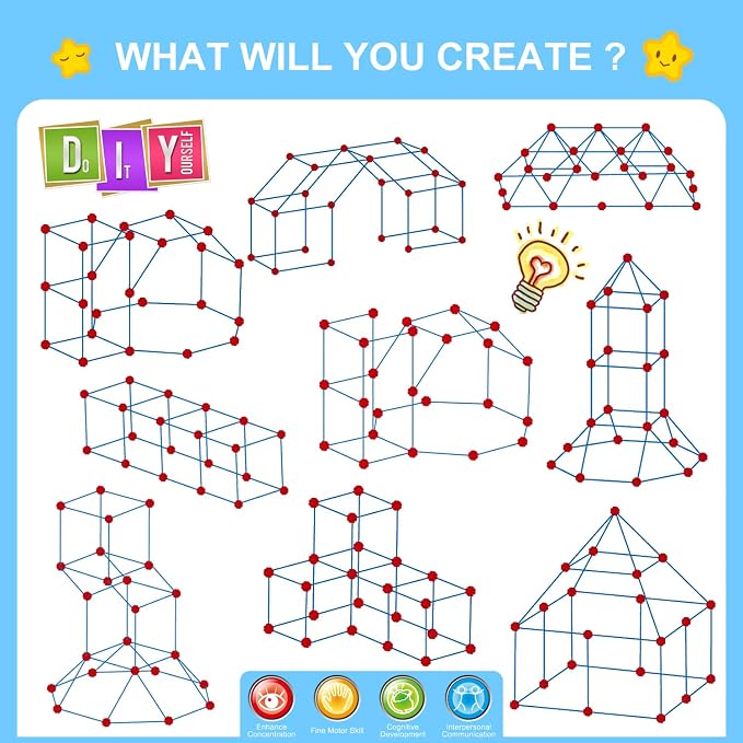 SpringFlower Fort Building Kit for Kids,STEM Construction Toys, Educational Gift for 3 4 5 6 7 8 9 10 11 12 Years Old Boys and Girls,Ultimate Creative Set for Indoor & Outdoors Activity,100 Pcs - Image 4