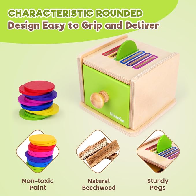 Montessori Toys for 1-3 Year Old: Color Sorting Wooden Drawer Box Toy for Toddlers, Object Permanence and Fine Motor Sensory Toy, 12-18 Months Busy Board Matching Game for Baby Boys and Girls Gifts - Image 7