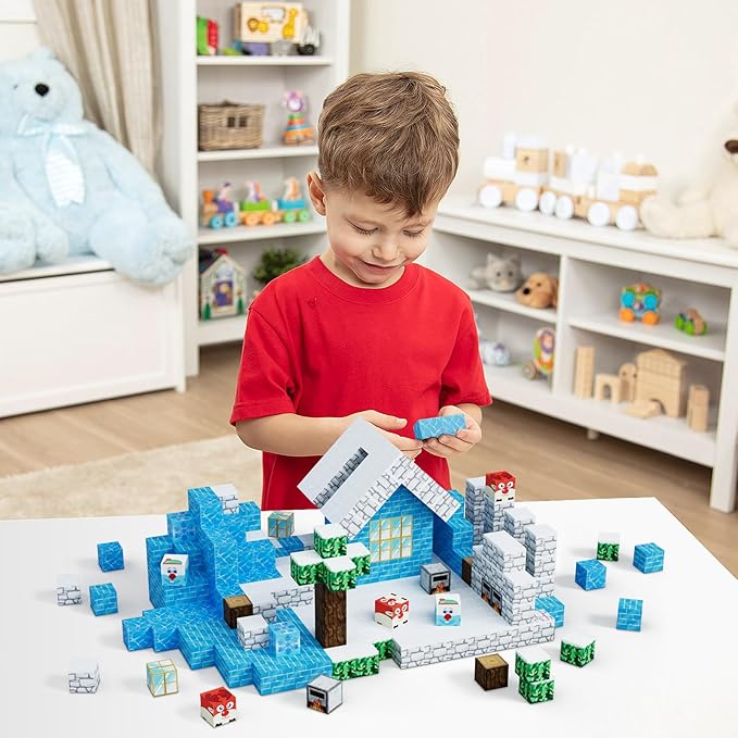 OUGUI 54PCS Magnetic Building Blocks Set for Kids Magnet Cubes Constructions Toys STEM Montessori Stacking Toy Toddlers Sensory Christmas Birthday Gifts for Boys Girls Age 3 4 5 6 7 8 9 10
