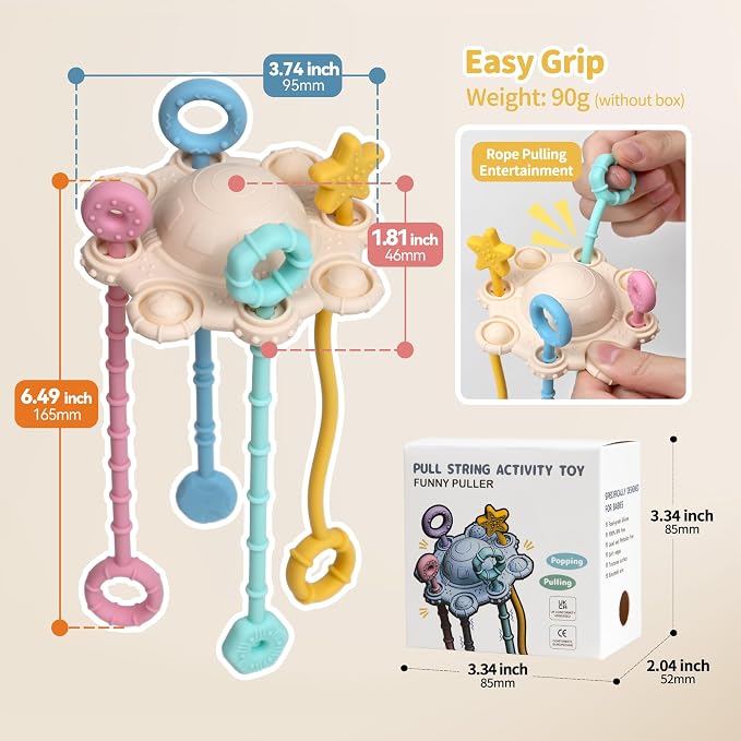 Montessori Pull String Toy Silicone Travel Toy - Image 5