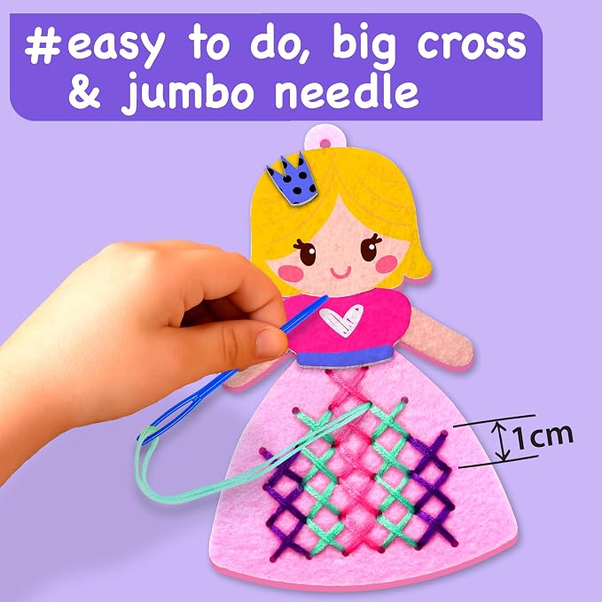 EZCRA Princess Cross Stitch Kit for Kids Ages 4-8, 8 No Mess Felt Projects - Image 4