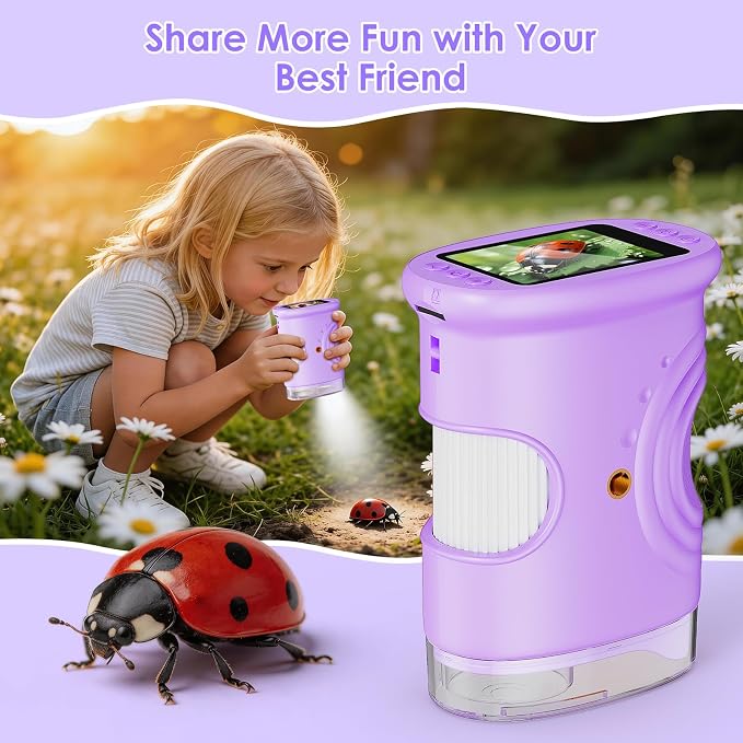 4K 1000X Handheld Digital Microscope for Kids with 2.0" IPS Screen(Purple) - Image 5