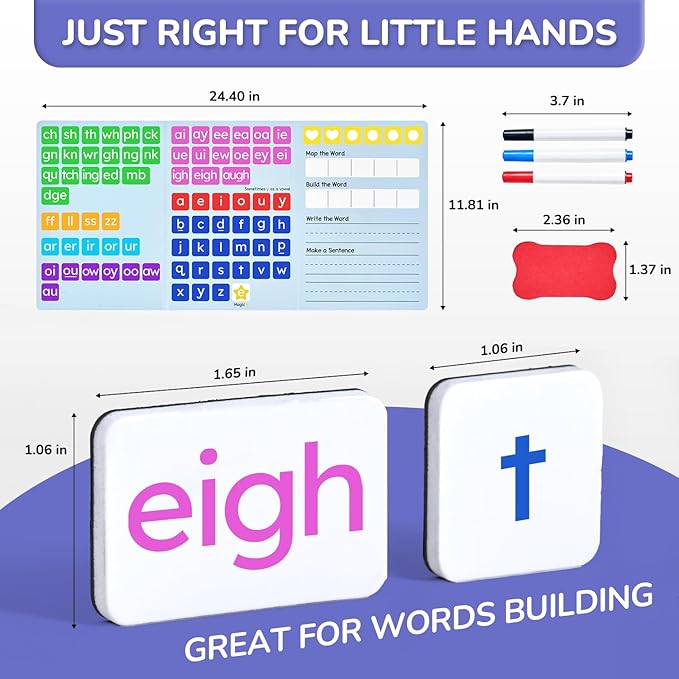 JoyCat 265 Phonics Magnetic Letter Tiles, with 3 Word Building Folder - Image 8