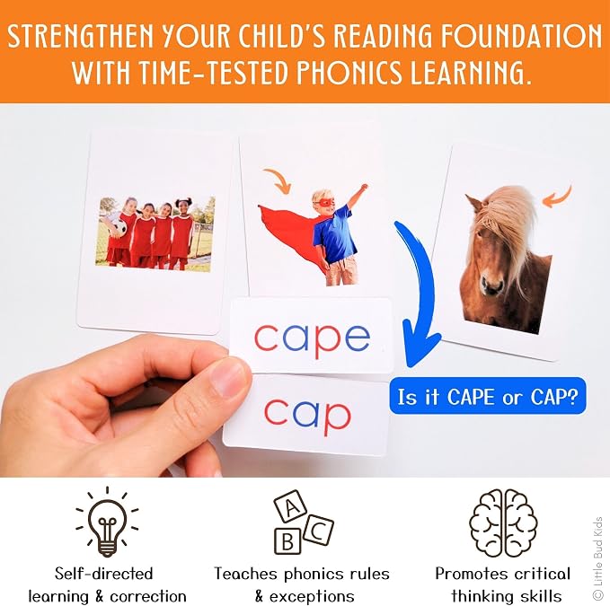 LITTLE BUD KIDS Magic Spin-E Blocks - A Silent E Phonics Toy & Montessori CVCe Reading Blocks for Kids Ages 4–7 - Image 9