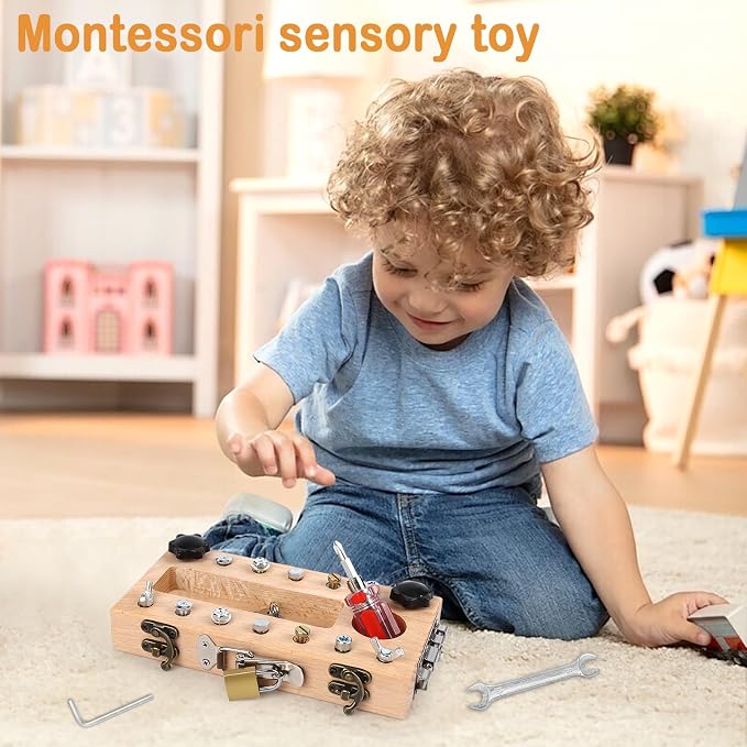 Screwdriver Board Set Montessori Toys for 3 Year Old,Wooden Screw Driver Activities Board, Fine Motor Skills & Sensory Development Toy - Image 5