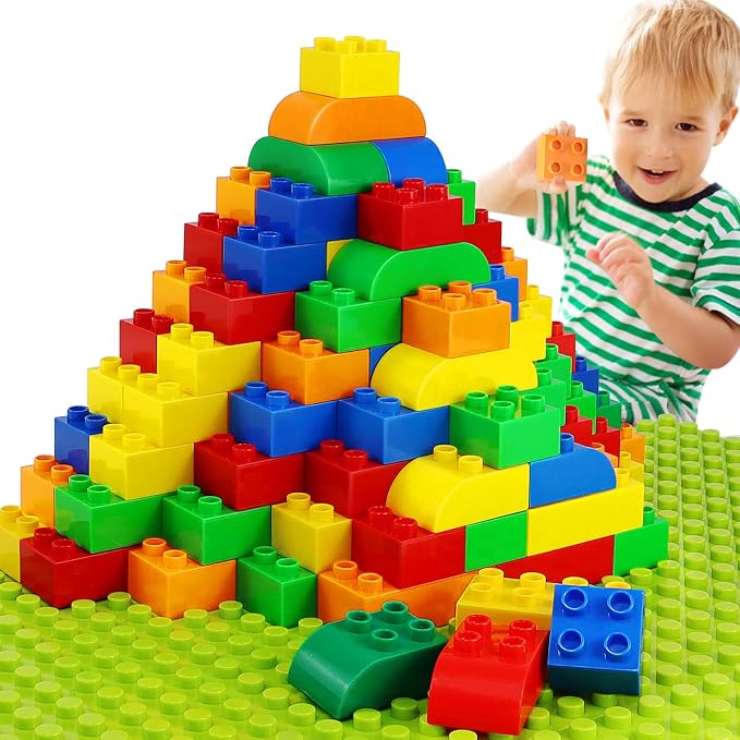 Big Building Blocks for Toddlers Kids Age 2-5, 150 PCS Set with Baseplate by Aotipol