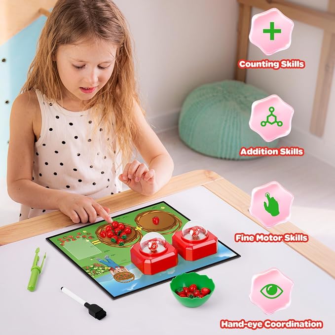Math Board Games for Kids with Dice Poppers, Math Manipulatives Kindergarten Preschool Math Games Counters Toys, Addition and Subtraction Dice Games Homeschool Supplies Classroom Must Haves - Image 2