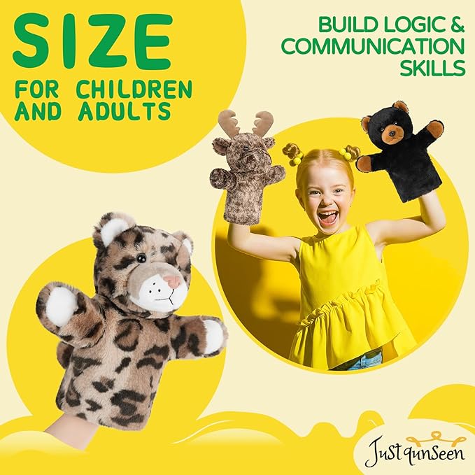 Puppet for Kids Gift for Boys Girls Interactive Role Play Animal Hand Toy Stuffed Plush Wild Animal Safari Educational Tool Leopard