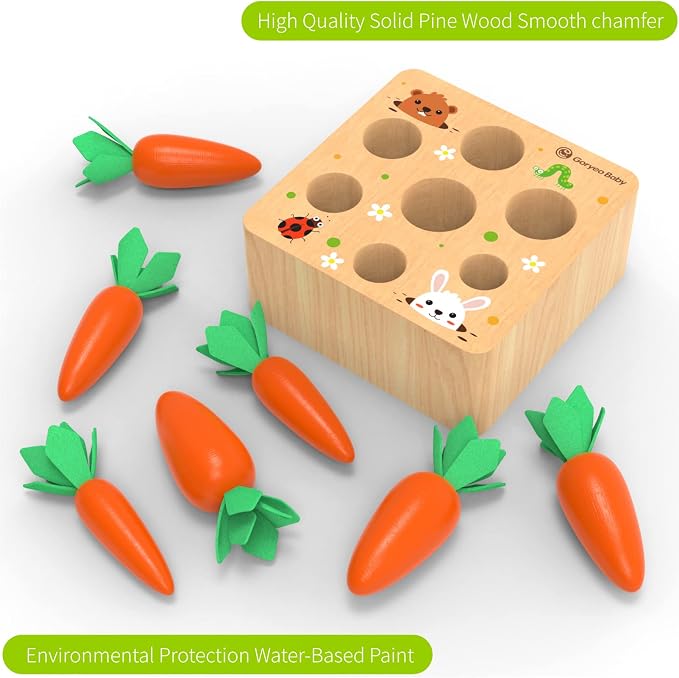 KMTJT Montessori Carrot Harvest Game Wooden Toy for 2 3 Year Old Toddlers - Image 4