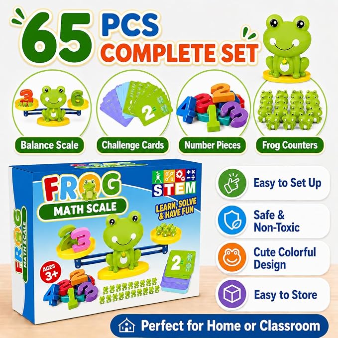 CozyBomB Frog Scale Balance Counting Toy - Preschool Math Learning Games - Image 7