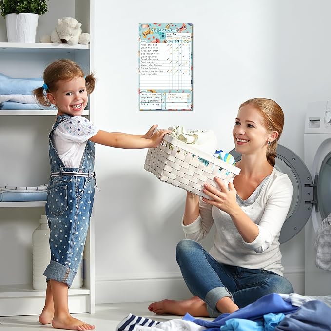 Clever Clean Dry Erase Chore Chart for Kids, Reusable Reward Chart, Non-Magnetic Kids Chore Board Clings to Any Smooth Surfaces, 6 Dry Erase Markers Included (Video Game) - Image 5