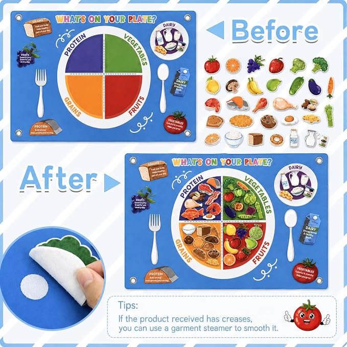 Cinrobiye My Plate Felt Activity Set, Nutrition Learning Food Groups Board, Preschool Interactive Sorting Game, Classroom Bulletin Board Educational Felt Teaching Aid for Homeschool & Learning Centers - Image 4