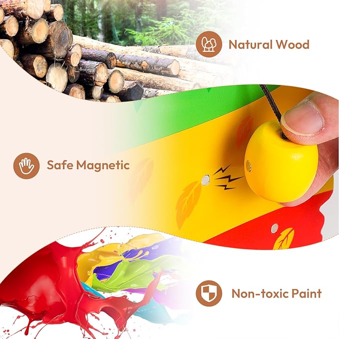 Woodtoe Apple Picking Magnetic Tree Toy, Montessori Toy for Kids Age 3-6 - Image 5