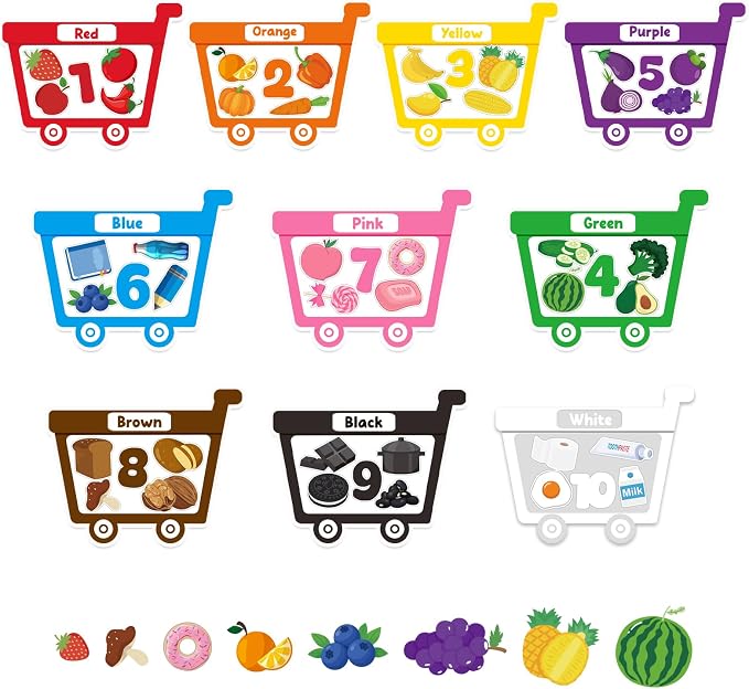 10Pcs Magnetic Color Sorting Set 60 Fridge Magnets for Kids by Fyguard