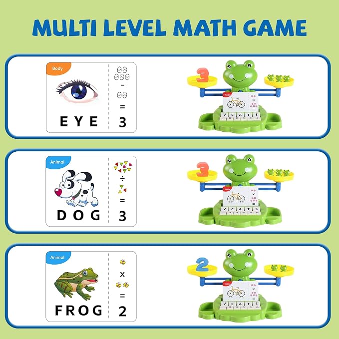 Snugzy Frog Balance Counting Toys Math Game Montessori Toys Learning Games for Kids Educational Toy Gifts for Boys Girls Age 5-7 - Image 5