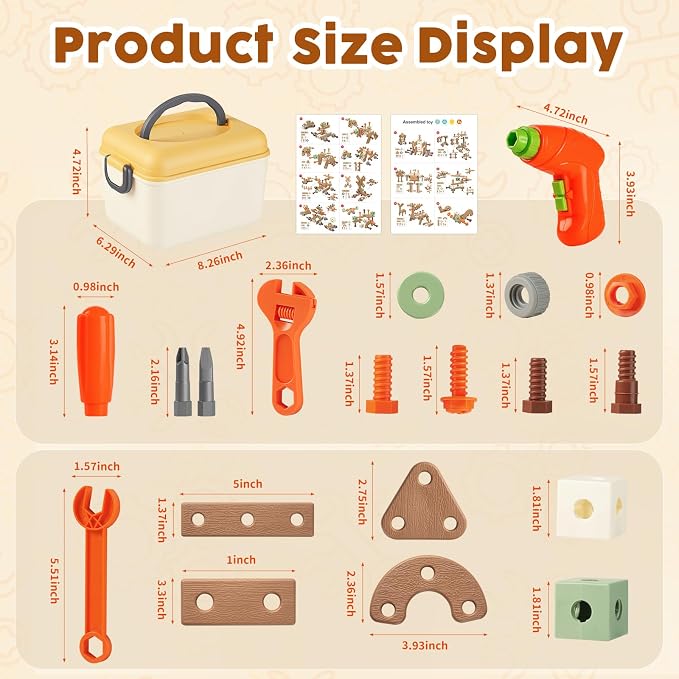 Kids Tool Set for 3-8, 158 PCS Construction Building Toys - Image 5