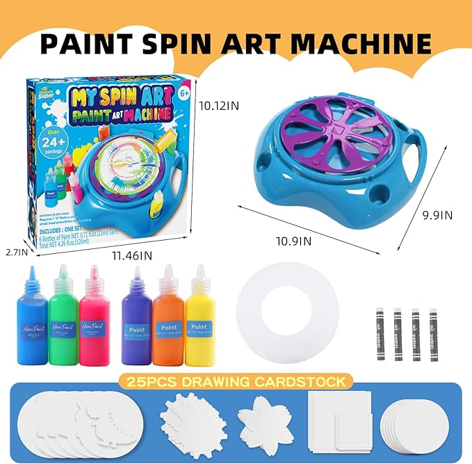 Make It Super Paint Spin Art Machine Kit for Kids, Arts and Crafts Toys for Boys & Girls Age 6-12, Creative Birthday Gift Idea for 6-9 Year Old Boys Girls, Christmas Gift Set