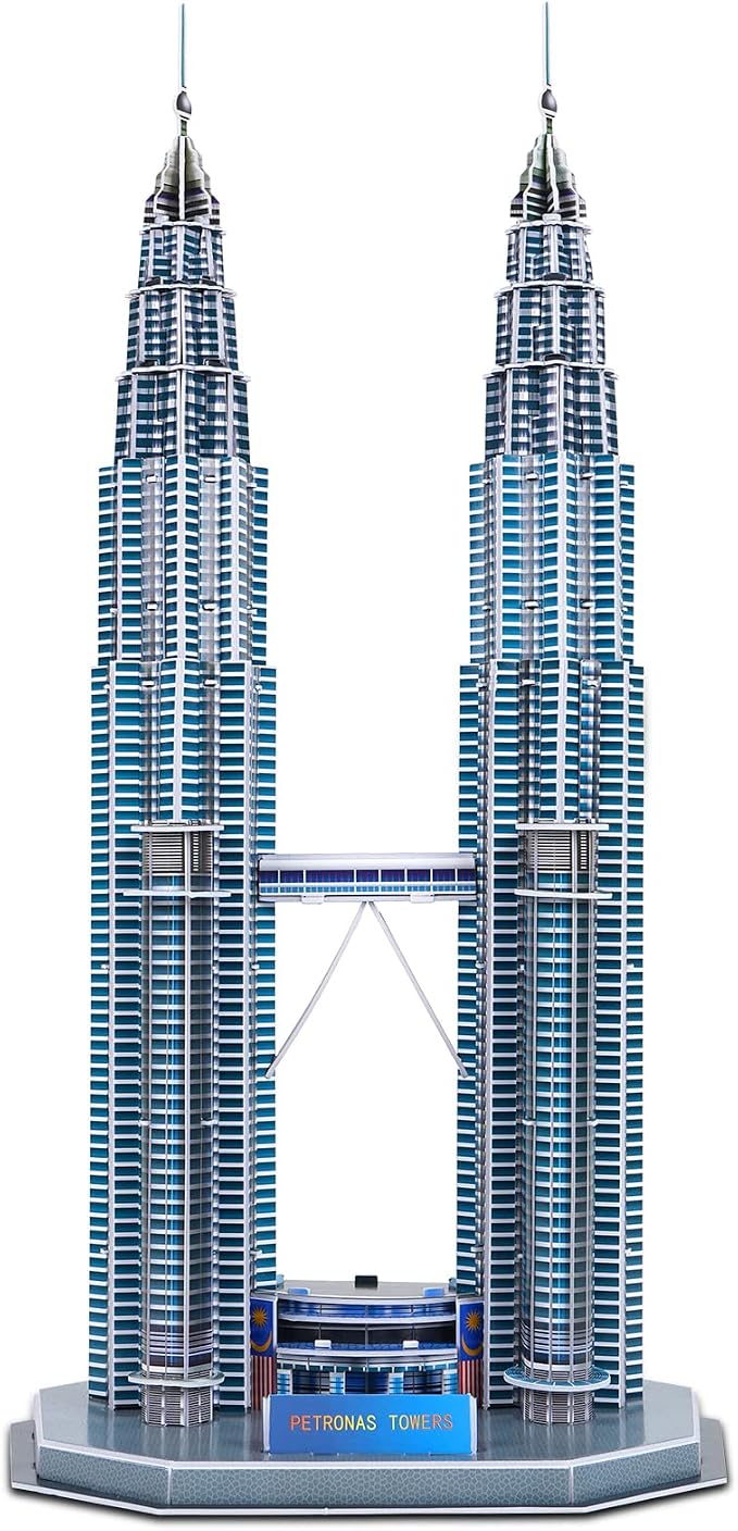 3D Puzzles for Adults & Kids, Petronas Twin Towers City Architecture Building Model Kit, 3-D Jigsaw Puzzles DIY STEM Desk Toys Christmas Birthday Gift for Hobbyist Teens Boys Girls 10-12-14, 130 PCS - Image 9