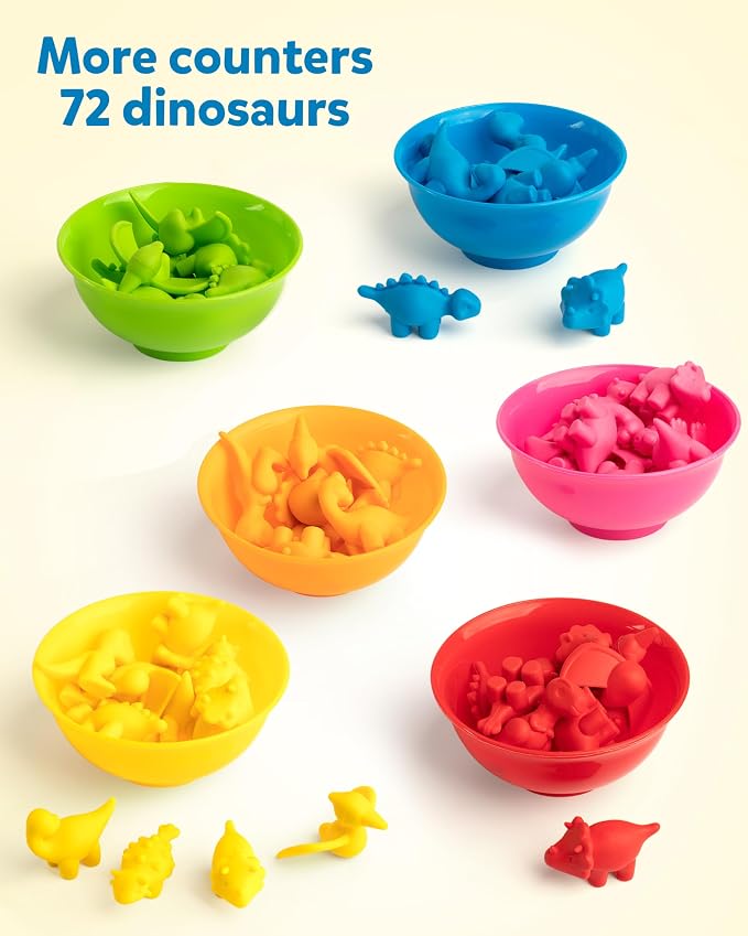 Coogam Counting Dinosaur Sorting Toy Set, Color Matching Classification Game, Montessori Fine Motor Skill Preschool Educational Montessori Learning Toys for 3 4 5 Years Old - Image 3