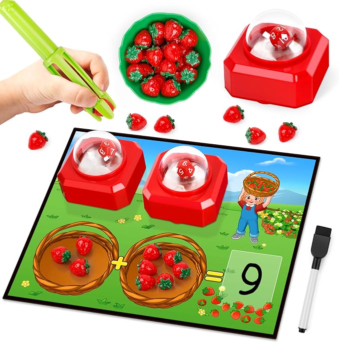 Math Board Games for Kids with Dice Poppers, Math Manipulatives Kindergarten Preschool Math Games Counters Toys, Addition and Subtraction Dice Games Homeschool Supplies Classroom Must Haves by Unknown