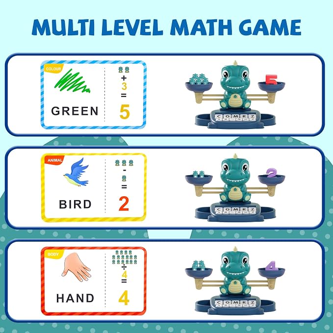 Snugzy Dinosaur Balance Counting Toys Math Game Montessori Toys Learning Games for Kids Educational Toy Gifts for Boys Girls Age 5-7 - Image 5