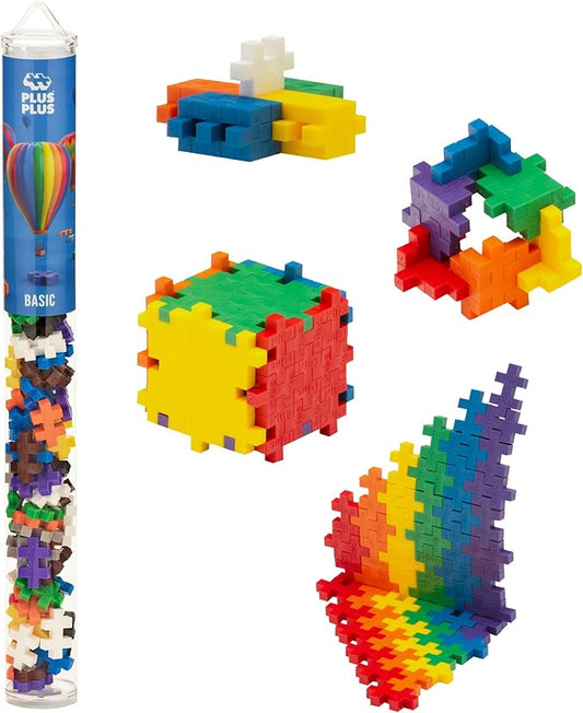 Plus Plus 70 Piece Interlocking Building Blocks for Kids, Open Ended Connecting Toys, Stem Bin Classroom Mini Manipulatives - Basic Mix Play Tube