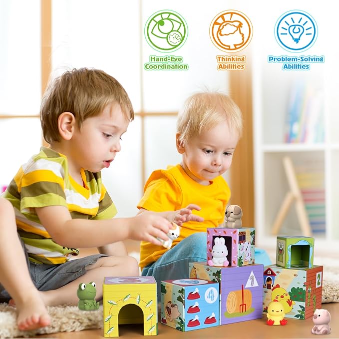 Toddler Farm Animal Sorting and Stacking Toys Gifts for 1-3 Year Olds - Image 6