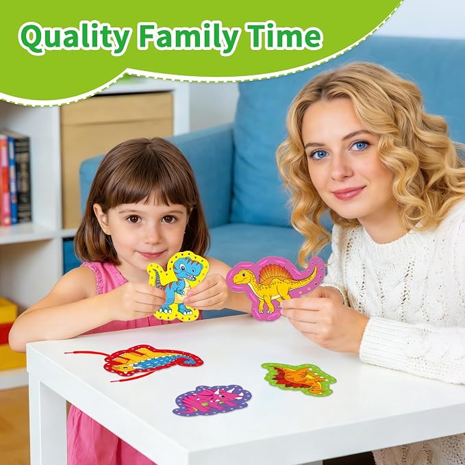Dinosaur Lacing Cards, Sewing Kit for Kids,Fine Motor Skills Toys - Image 6