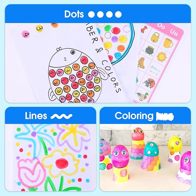 FUMILE 40 Pcs Dot Markers for Toddlers 1-3, 8 Colors Bingo Daubers Bulk for Toddlers,Washable Bingo Markers,Bingo Supplies,Dot Paint for Painting Supplies Drawing Coloring and Art Crafts