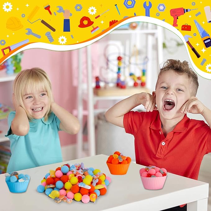 167pcs Tool Sensory Bin Filler Fine Motor Toys Kids Tool Box Sensory Bin Items Tape Measure Toy Drill Hammer Pliers Open-End Combination Wrench Hard Hat Hand Saw for Preschool Education Activities - Image 4