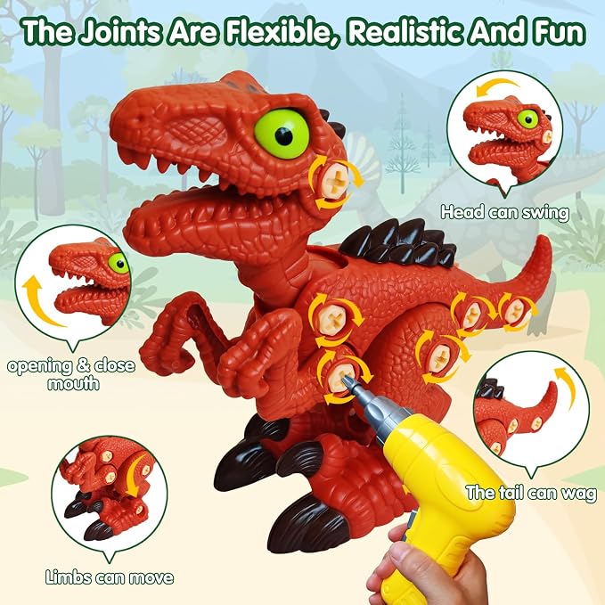 Take Aprts Dinosaur Toys for Kids Age 3 4 5 6 7 Boys with Electric Drill & Play Mat STEM Toys DIY Learning Educational Toy Ideal Birthday Christmas Easter - Image 5