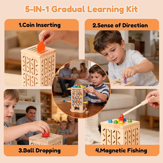 Wooden Montessori Toys for Sorting & Fine Motor Skills, Ages 3-6 - Image 2