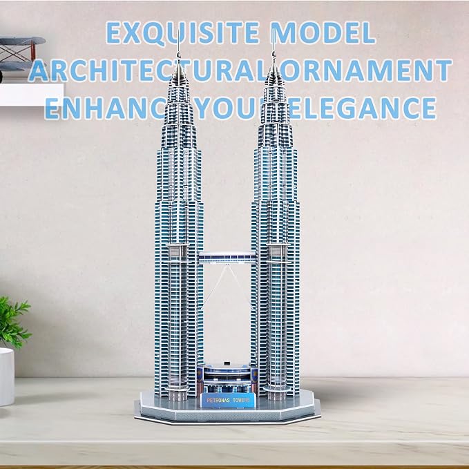 3D Puzzles for Adults & Kids, Petronas Twin Towers City Architecture Building Model Kit, 3-D Jigsaw Puzzles DIY STEM Desk Toys Christmas Birthday Gift for Hobbyist Teens Boys Girls 10-12-14, 130 PCS - Image 6