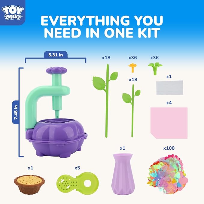 TOY Life DIY Flower Bouquet Making Kit for Girls - Creative Fabric Flower Craft Kit for Kids Ages 4-8, Educational Birthday Gift for 5, 6, 7, 8 Year Old Girls, Arts and Crafts Toys
