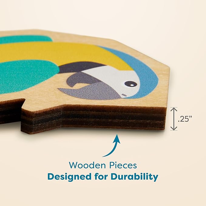 HABA Wooden Puzzle Parrot - 2 in 1 Reversible Puzzles for Kids Ages 4-6, Durable Educational Toys and Wooden Montessori Toys