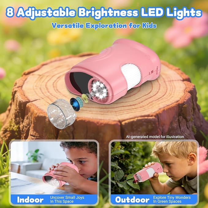 1000X Handheld Microscope for Kids: Pocket Digital Microscope with 2.0''IPS Screen&Photo/Video - Portable Edu Science Kits for Girls Boys - STEM Toys Birthday Gifts Ages 3-6 6-12(Pink) - Image 6