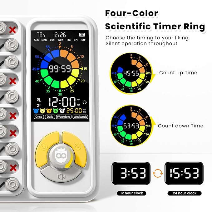 3-in-1 Visual Timer & ADHD Tool for Kids and Adults, Visual Schedule Board - Image 2