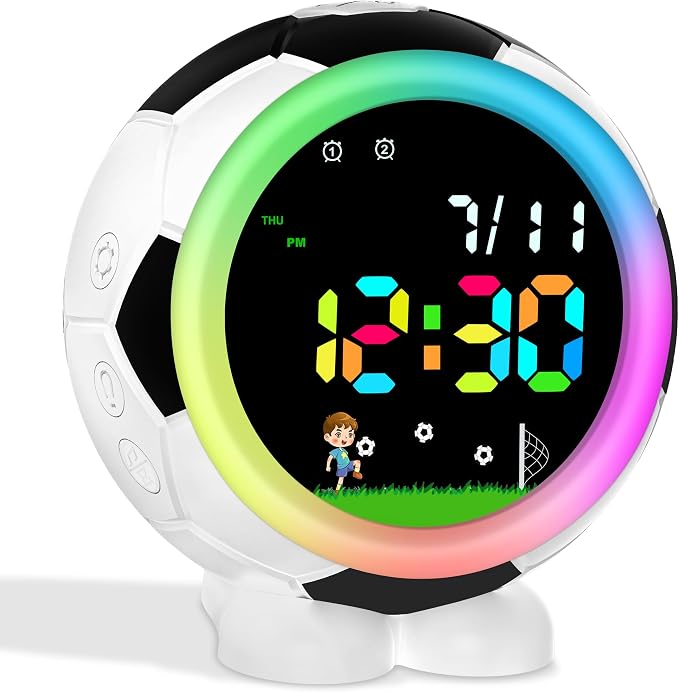 DTKID Soccer Ball Kids Alarm Clock for Boys and Girls Age 4-18 by DTKID